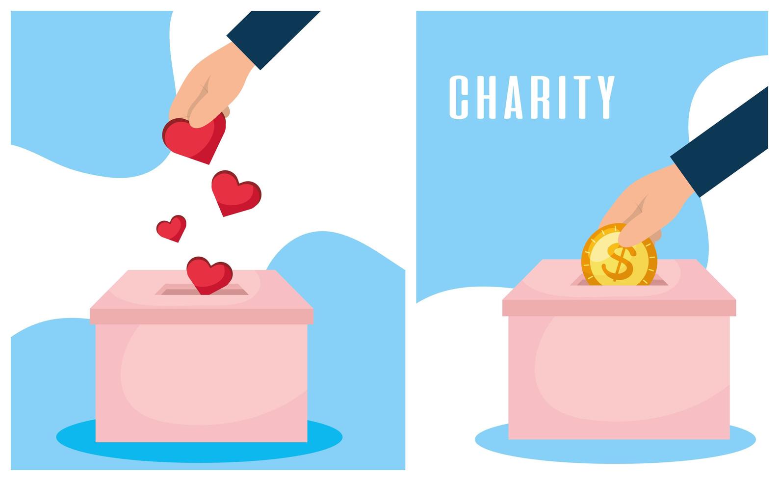Charity and donation banner set vector