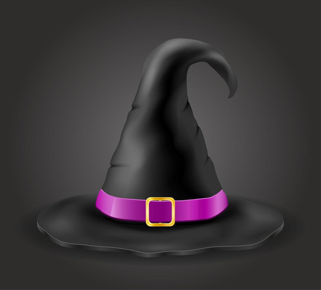 Magic witch hat with purple ribbon vector