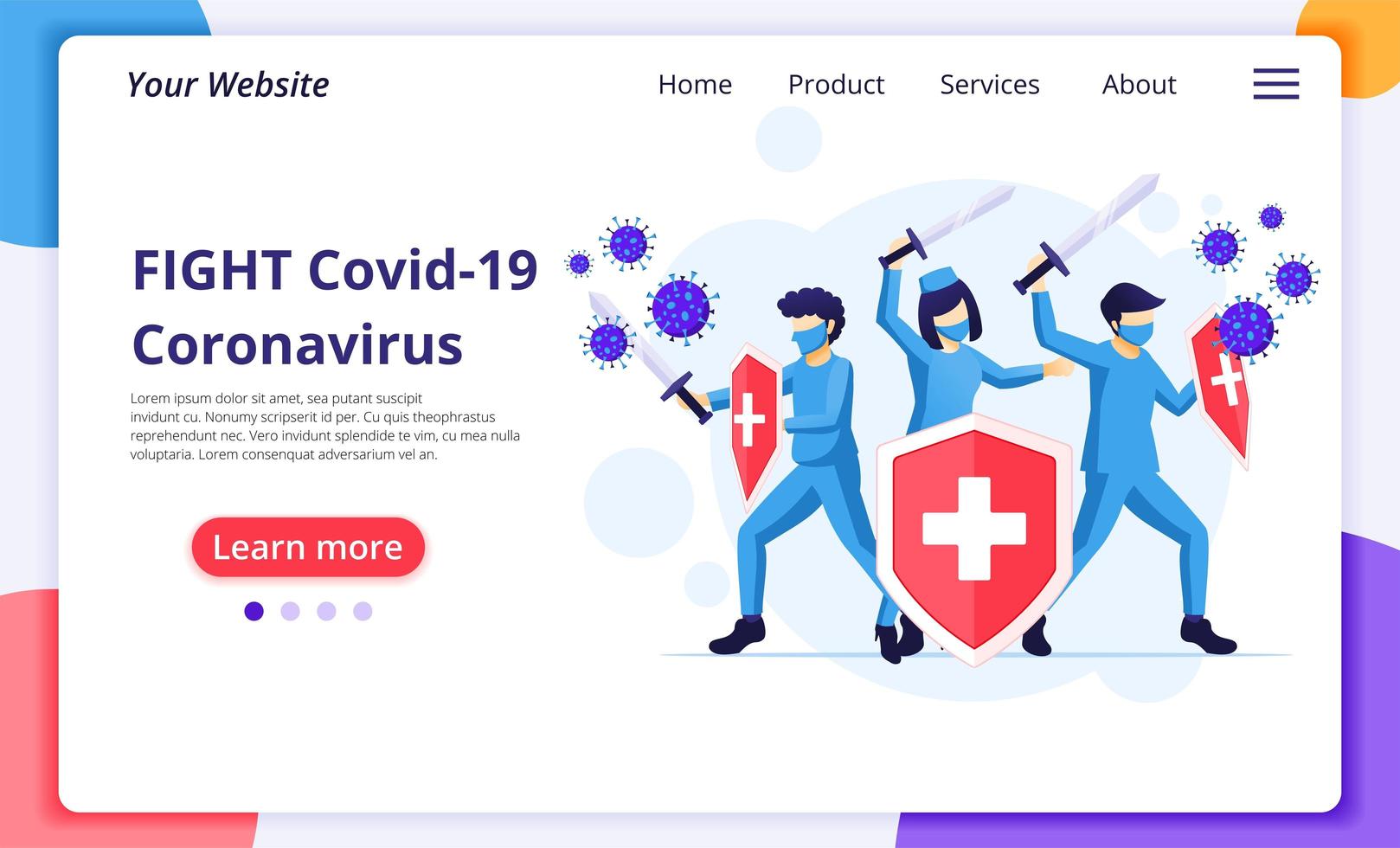 Doctors fighting Covid-19 virus vector