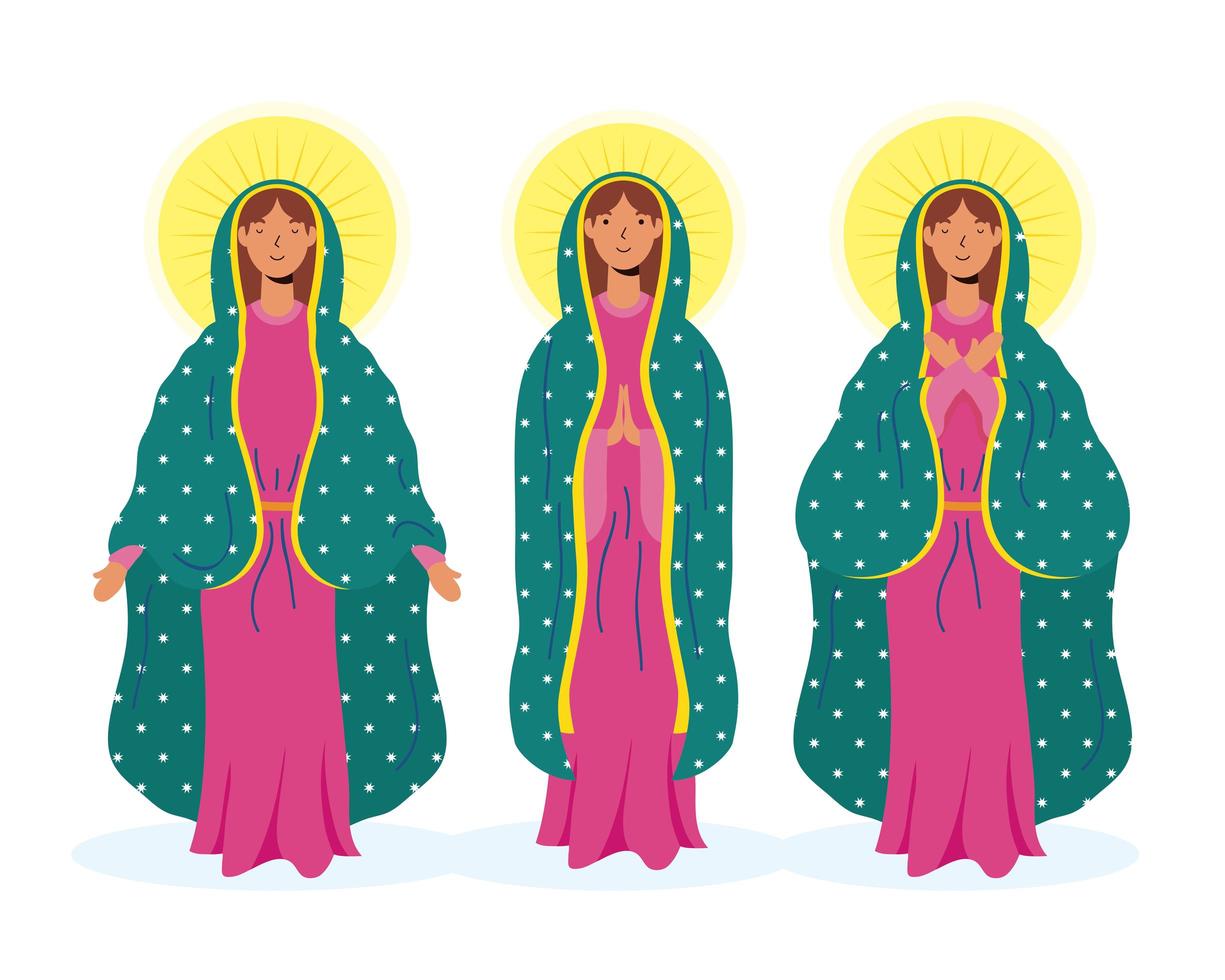 Virgin Mary icon set vector