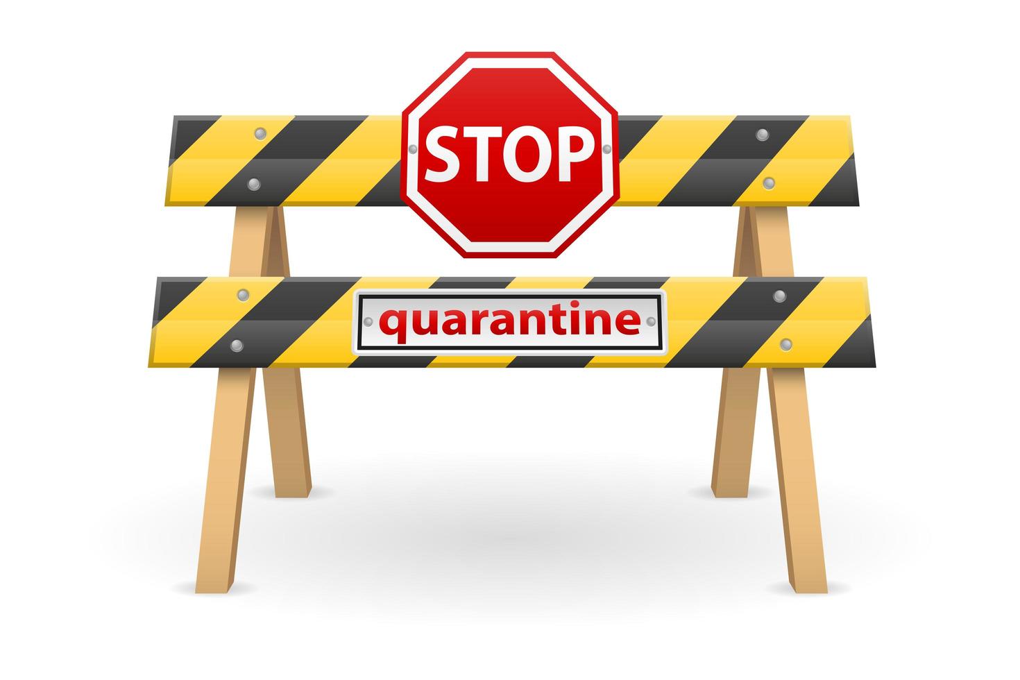 Stop barrier with quarantine sign vector