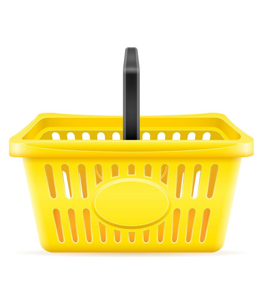 Yellow plastic shopping basket vector