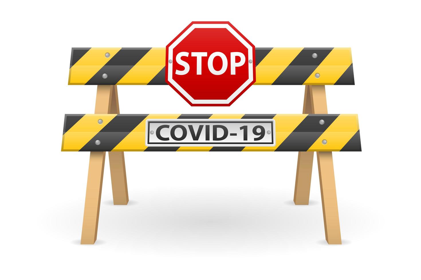 Stop barrier with covid-19 sign vector