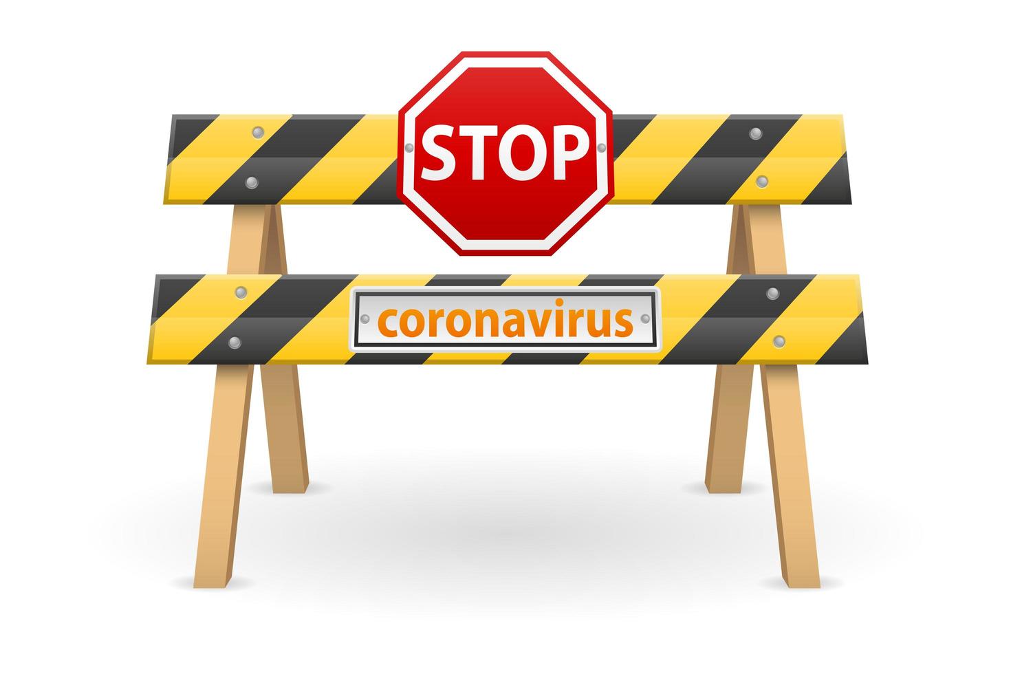 Stop barrier with coronavirus sign vector