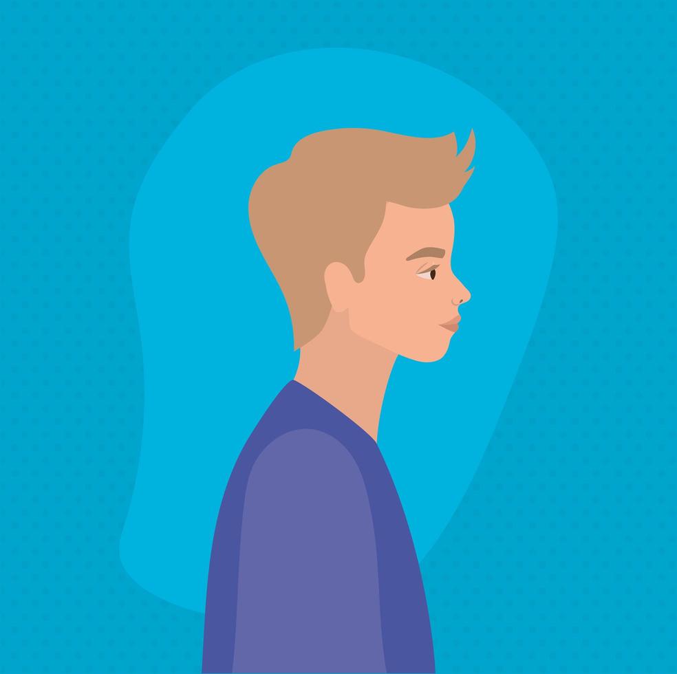 Blond man cartoon in side view design vector