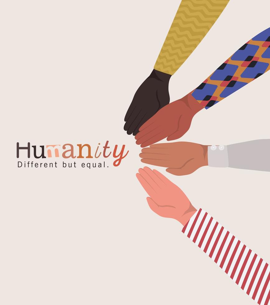 Humanity different but equal and diversity hands vector