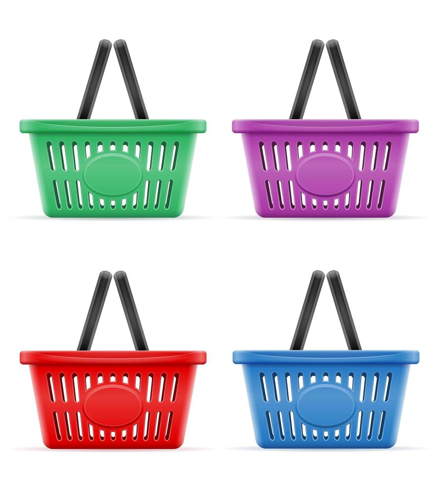 Plastic shopping basket set vector