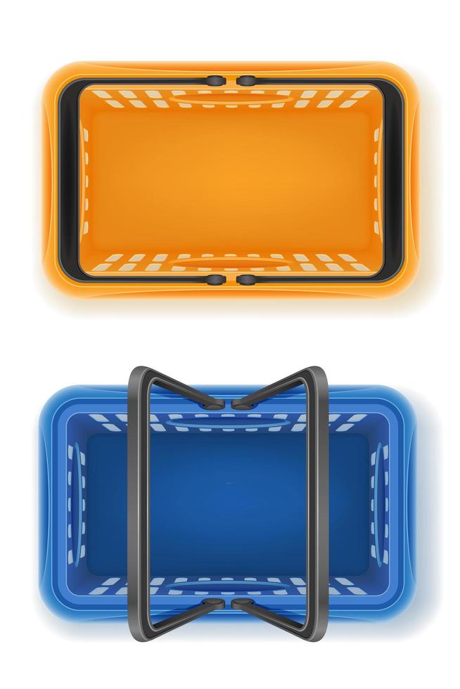 Plastic shopping basket top view set vector