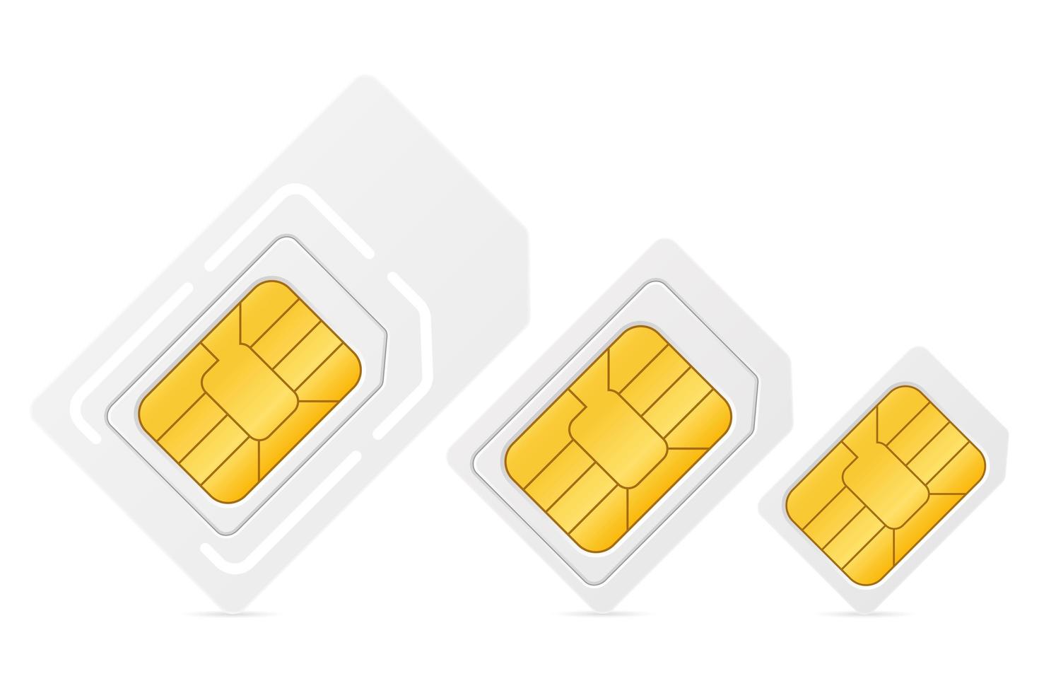Conjunto de chips de tarjeta SIM para uso en comunicaciones digitales vector