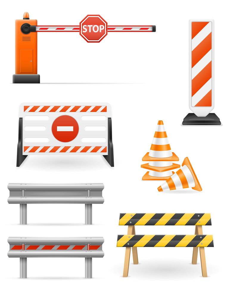 Road barriers to restrict traffic set vector