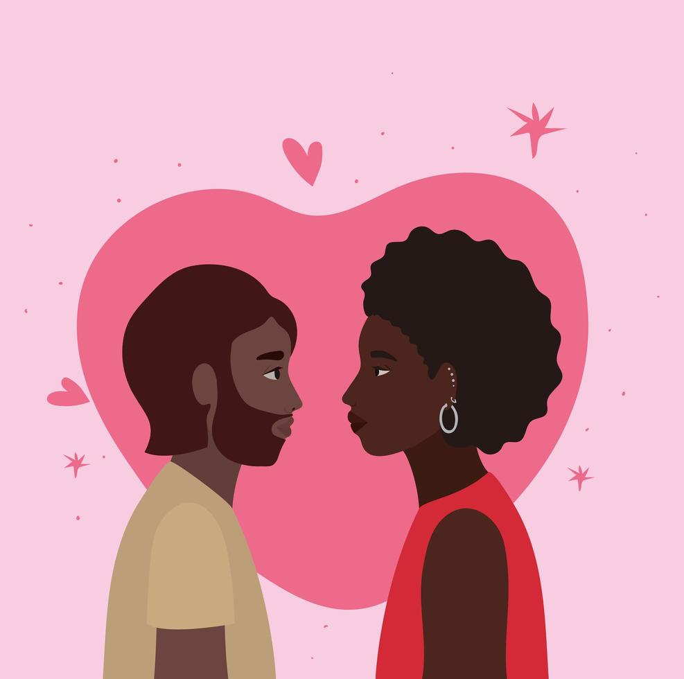 pareja negra de mujer y hombre vector