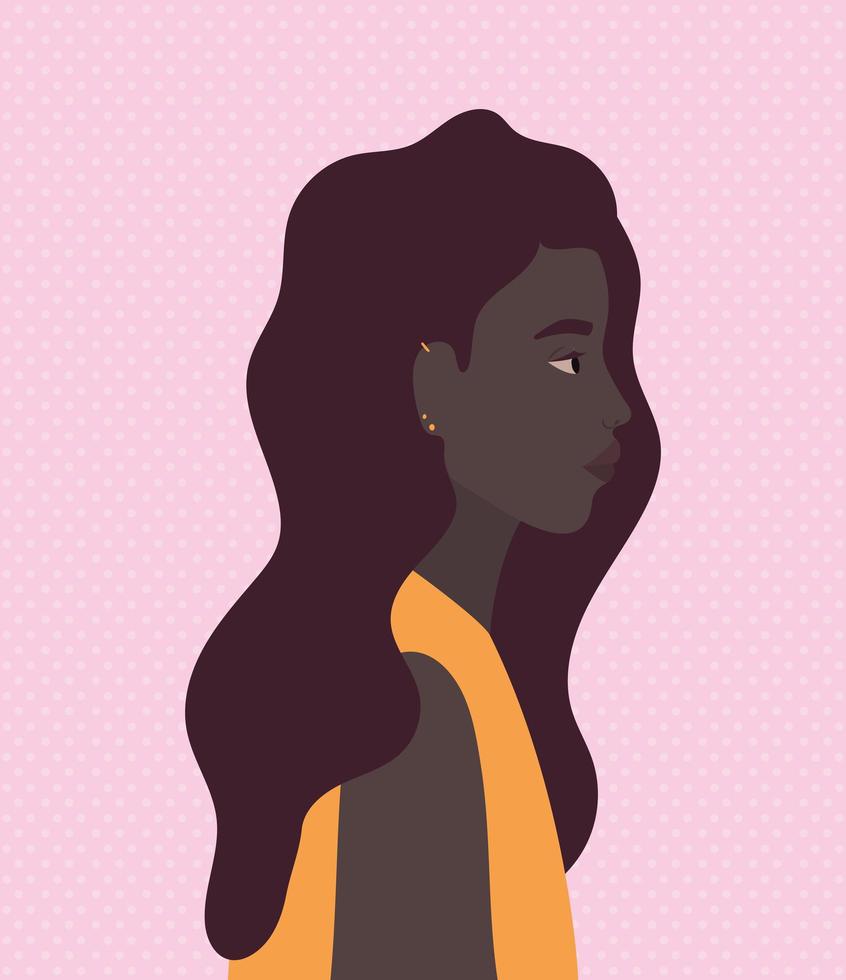 caricatura de mujer negra en el diseño de vista lateral vector