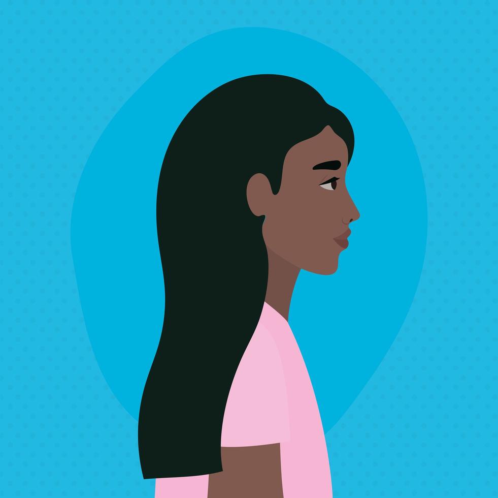 caricatura de mujer negra en el diseño de vista lateral vector