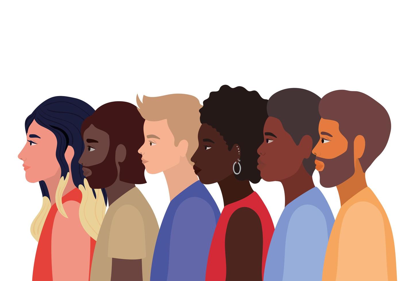 diversidad de pieles de dibujos animados de mujeres y hombres negros vector