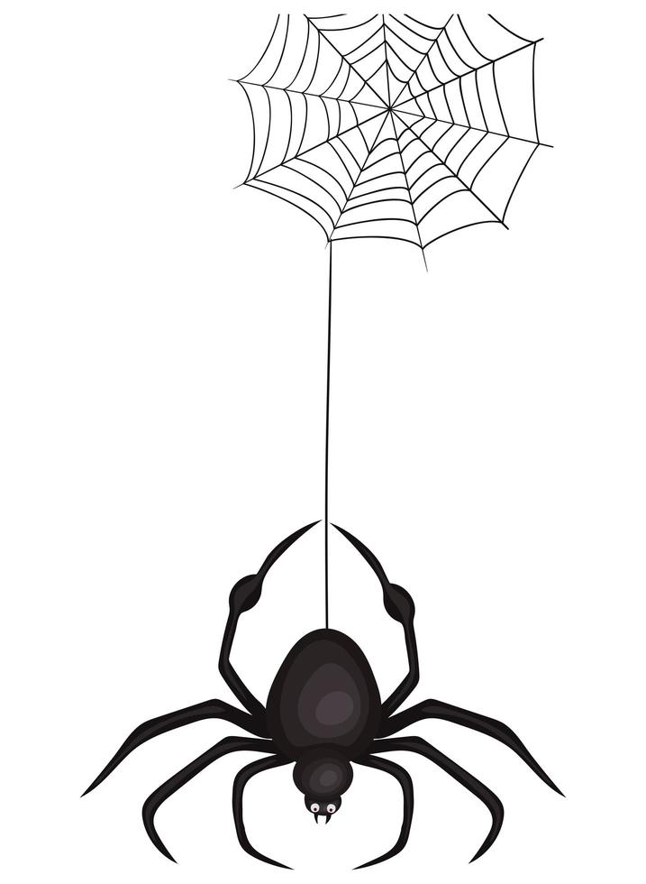 caricatura de araña de halloween con diseño de telaraña vector