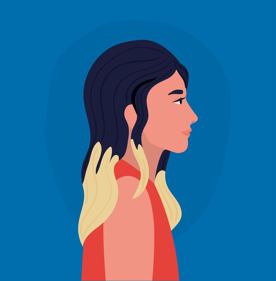 Woman cartoon in side view design vector