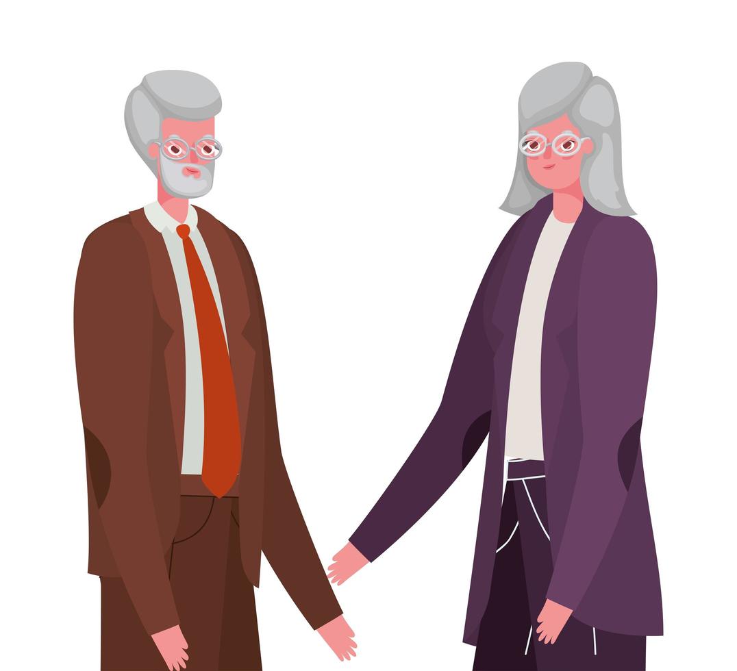 Senior woman and man cartoons design vector
