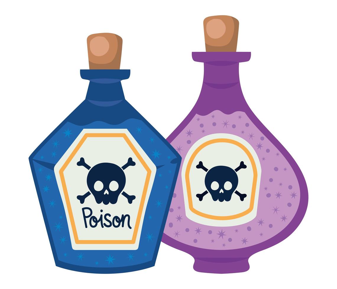 Halloween poisons bottles design vector