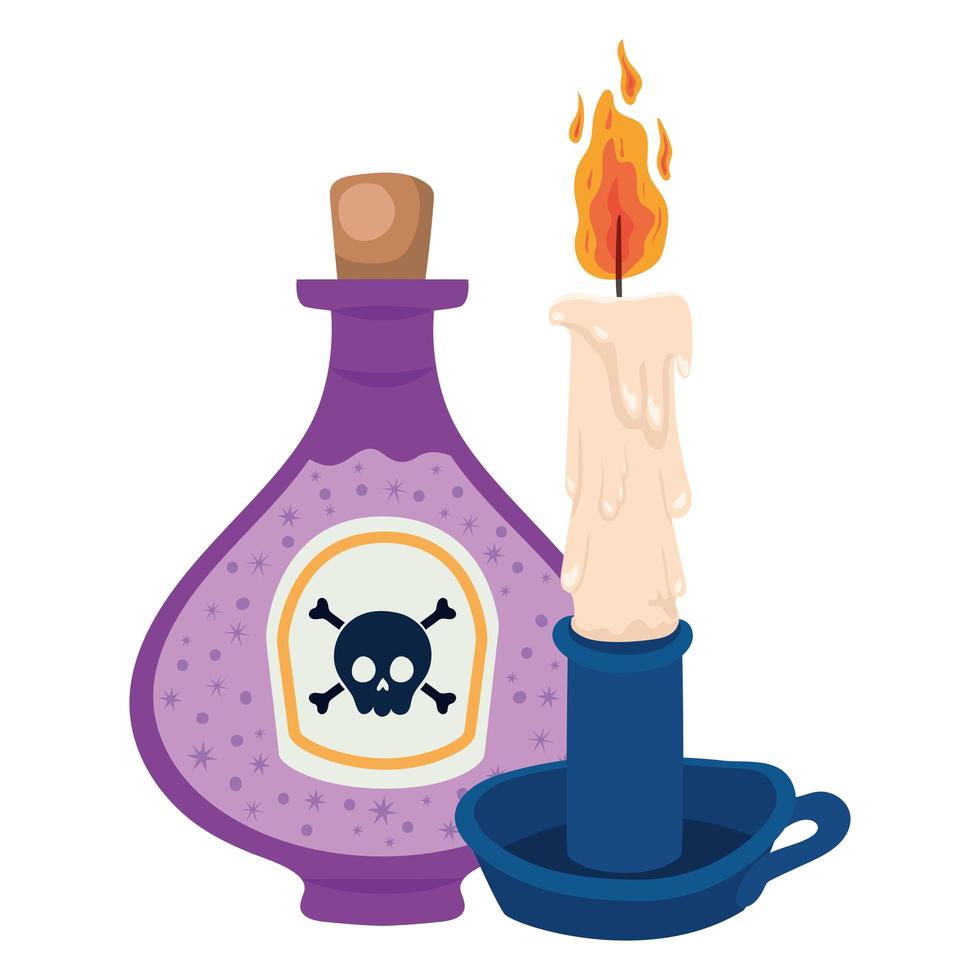 Halloween poison bottle and candle vector design