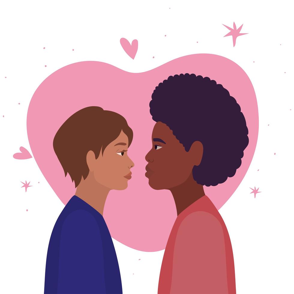Woman and man in side view vector
