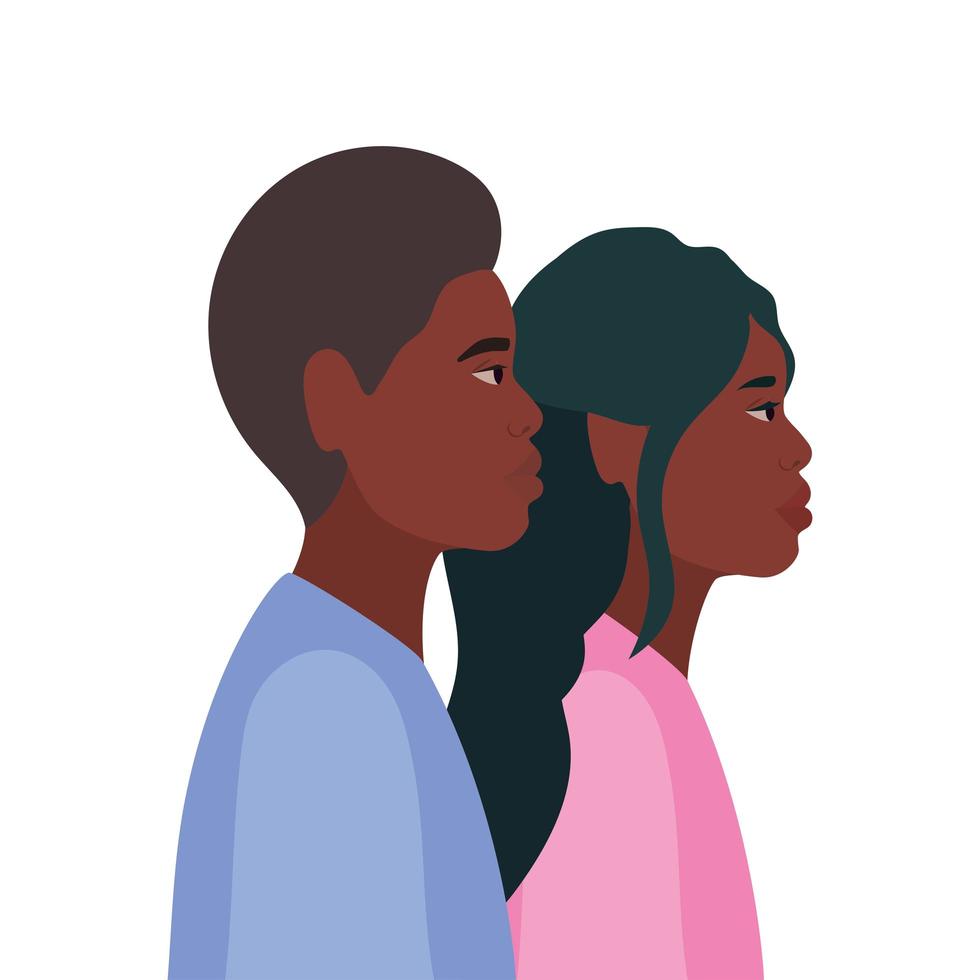 caricatura de mujer negra y hombre negro vector