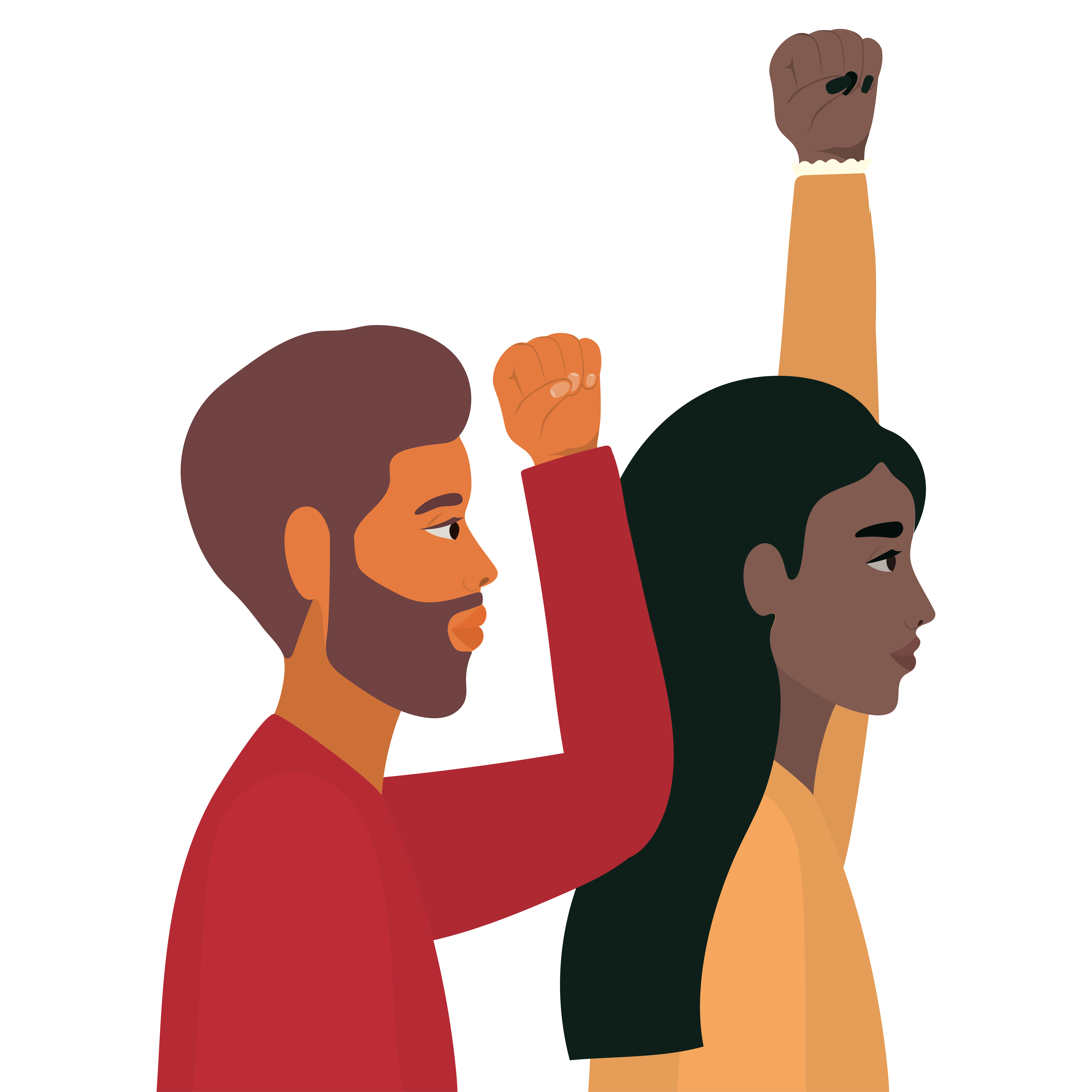 Woman and man cartoons with fist up 1760779 Vector Art at Vecteezy