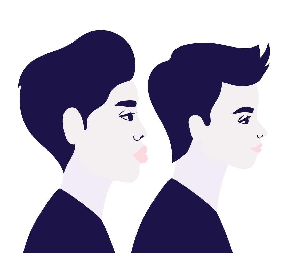 Men cartoons in side view in blue vector