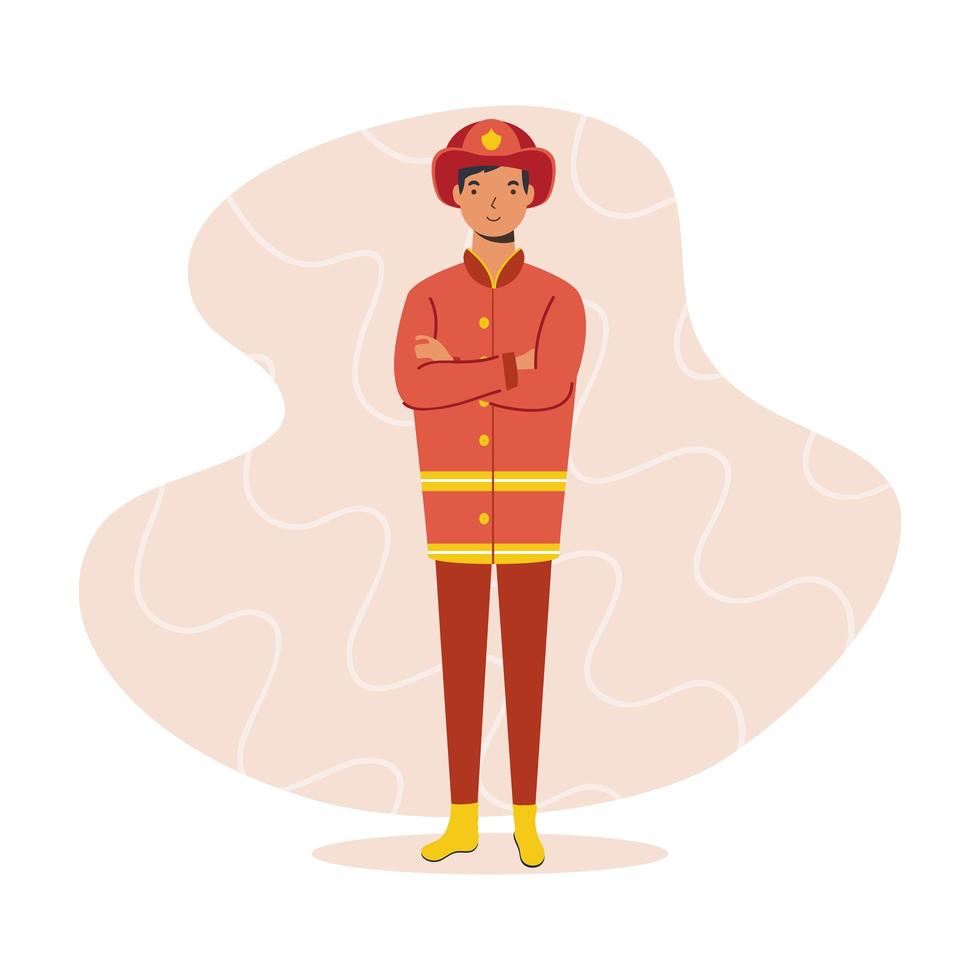 Fire fighter, essential worker character vector