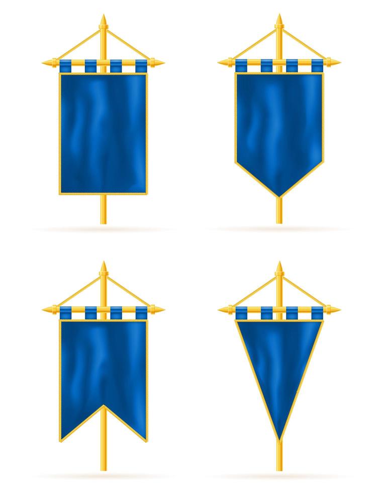 Royal blue flag realistic template set vector