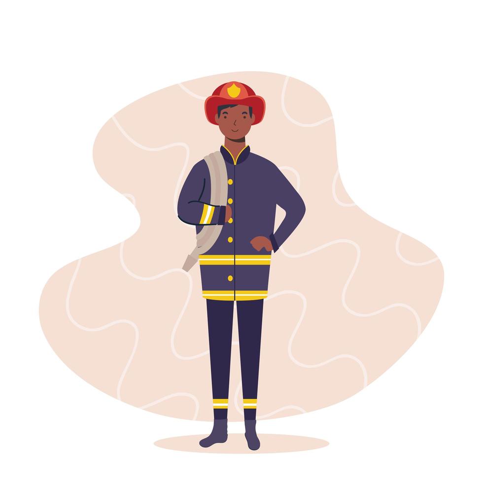 Male fire fighter, essential worker character vector