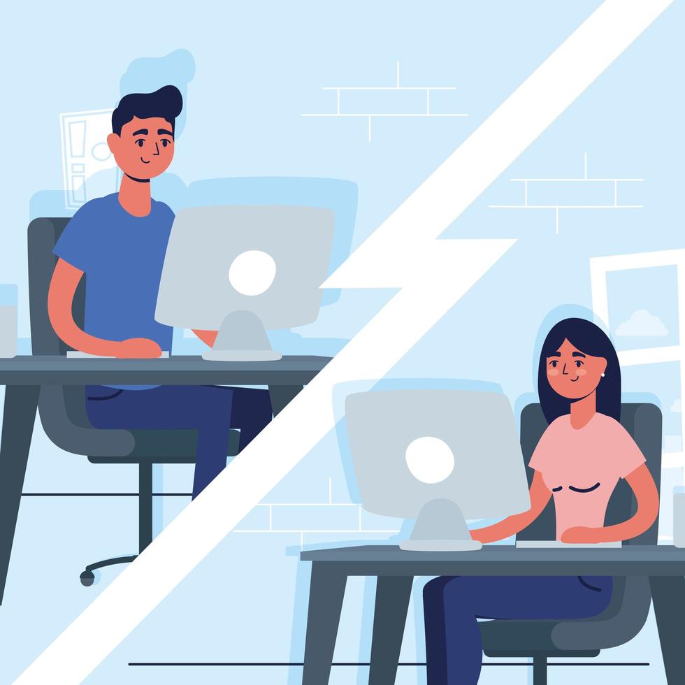 People on a virtual conference call vector