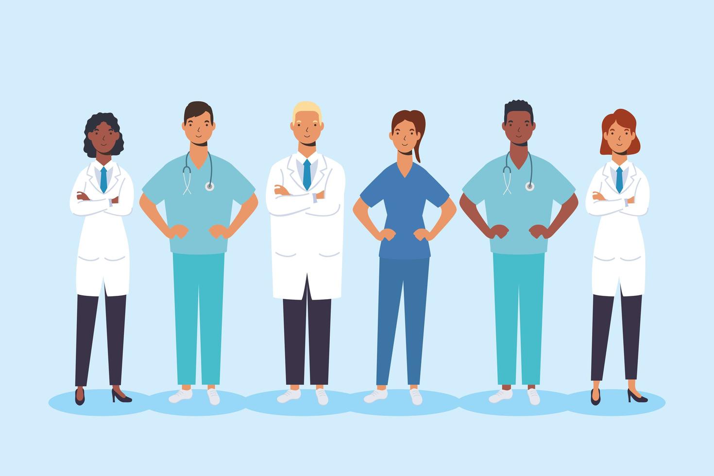 Medical staff, essential workers characters vector