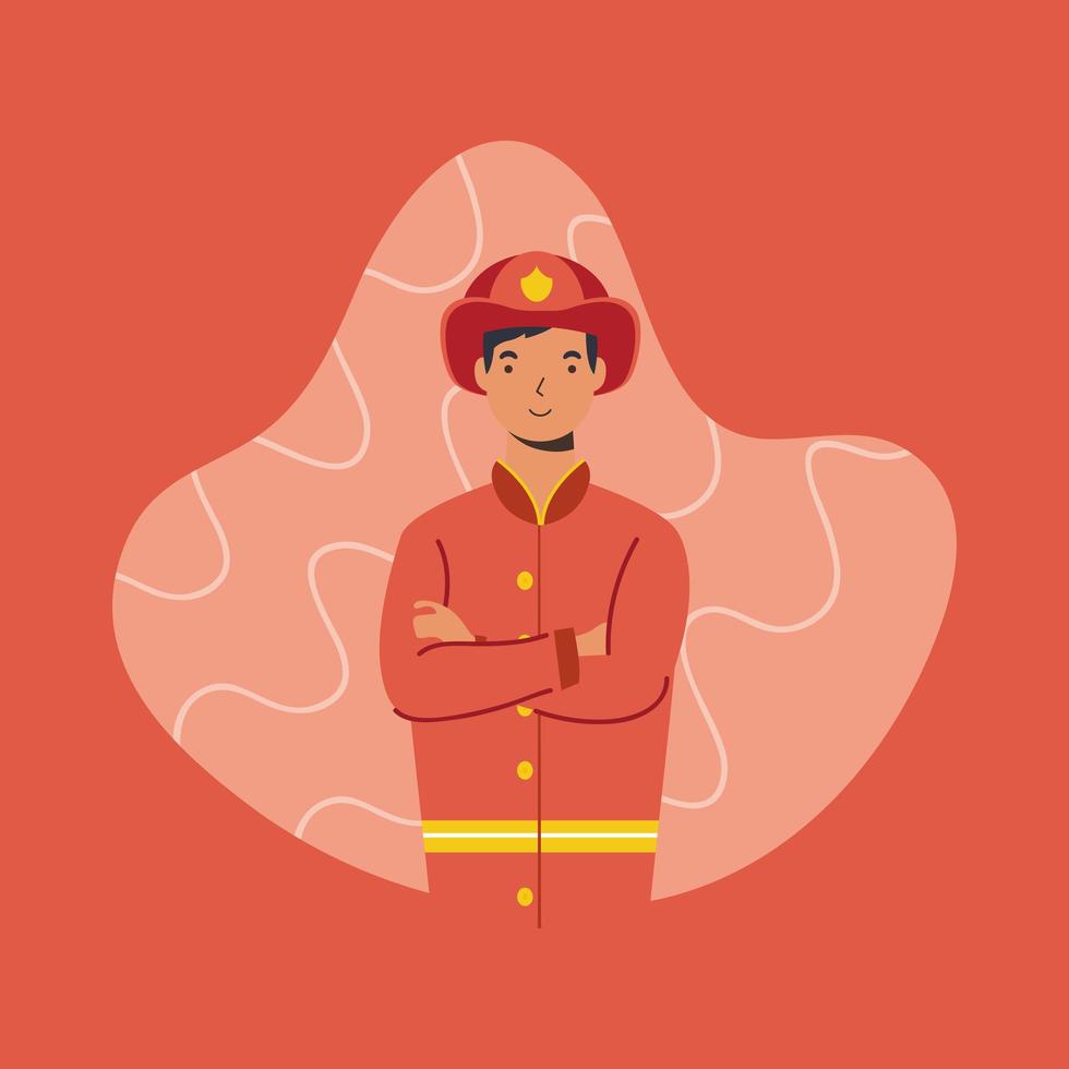 Fire fighter, essential worker character vector