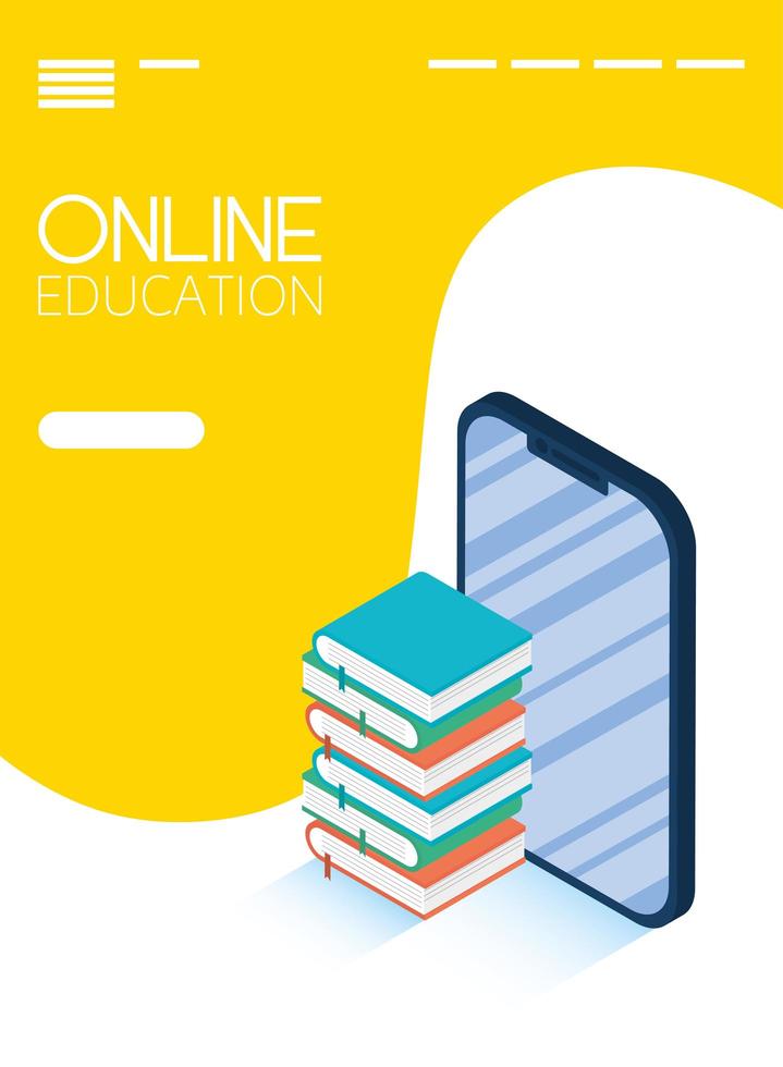 Online education and e-learning banner with smartphone vector