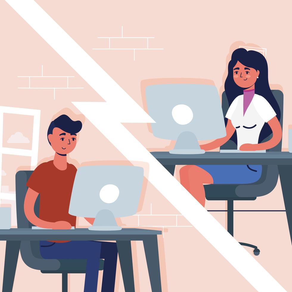 People on a virtual conference call vector