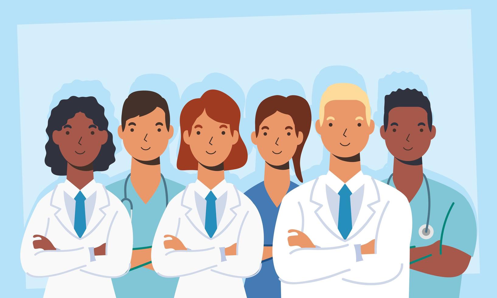 Medical staff, essential workers characters vector