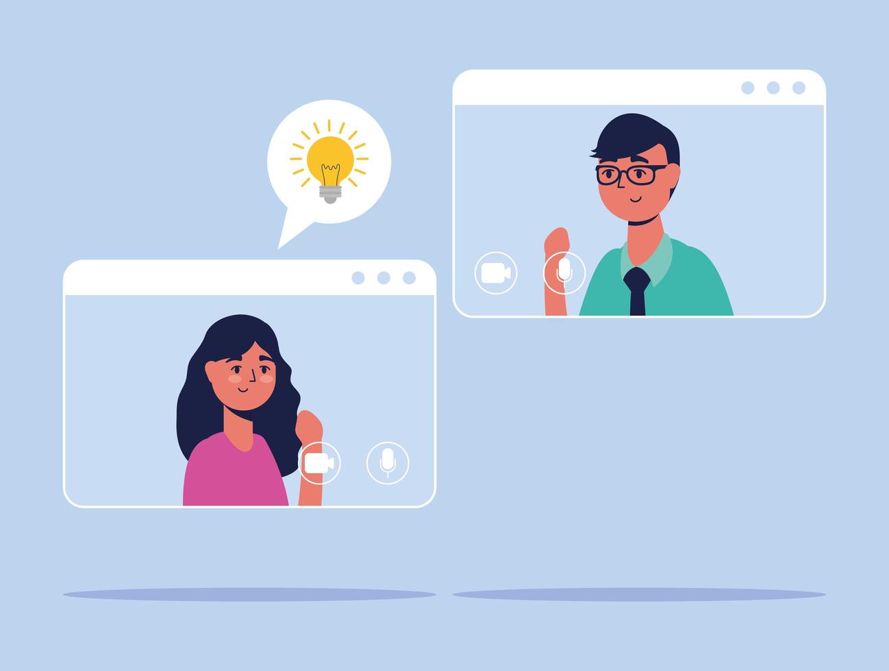 People on a virtual conference call vector