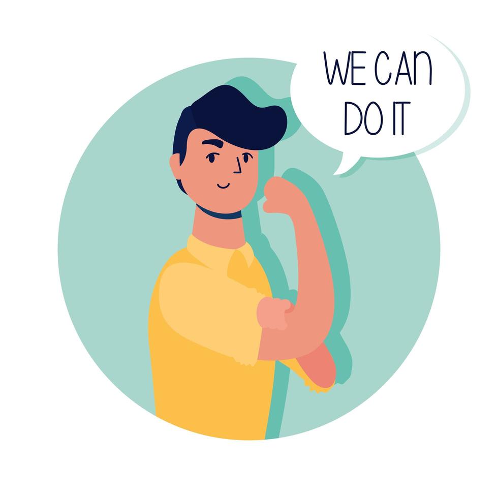 Strong man with we can do it message vector