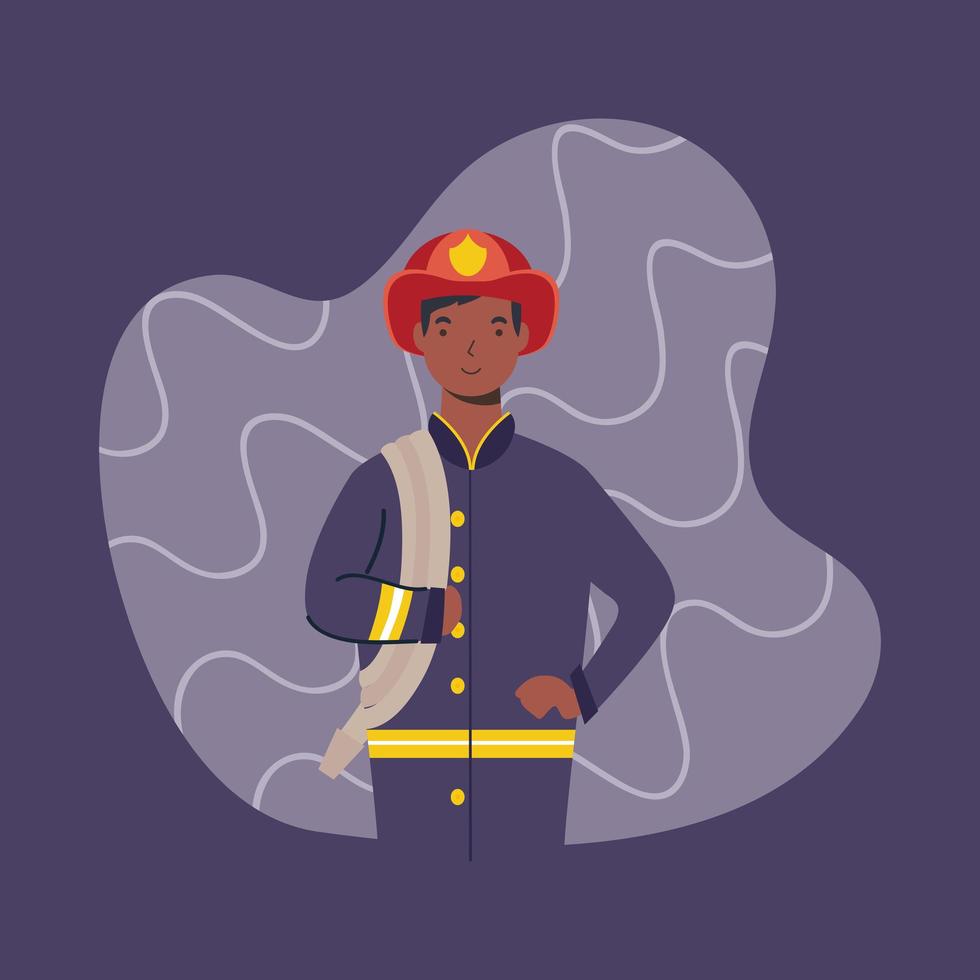 Male fire fighter, essential worker character vector