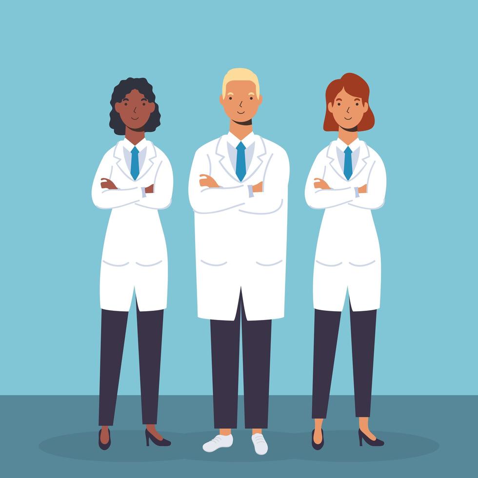 Medical staff, essential workers characters vector