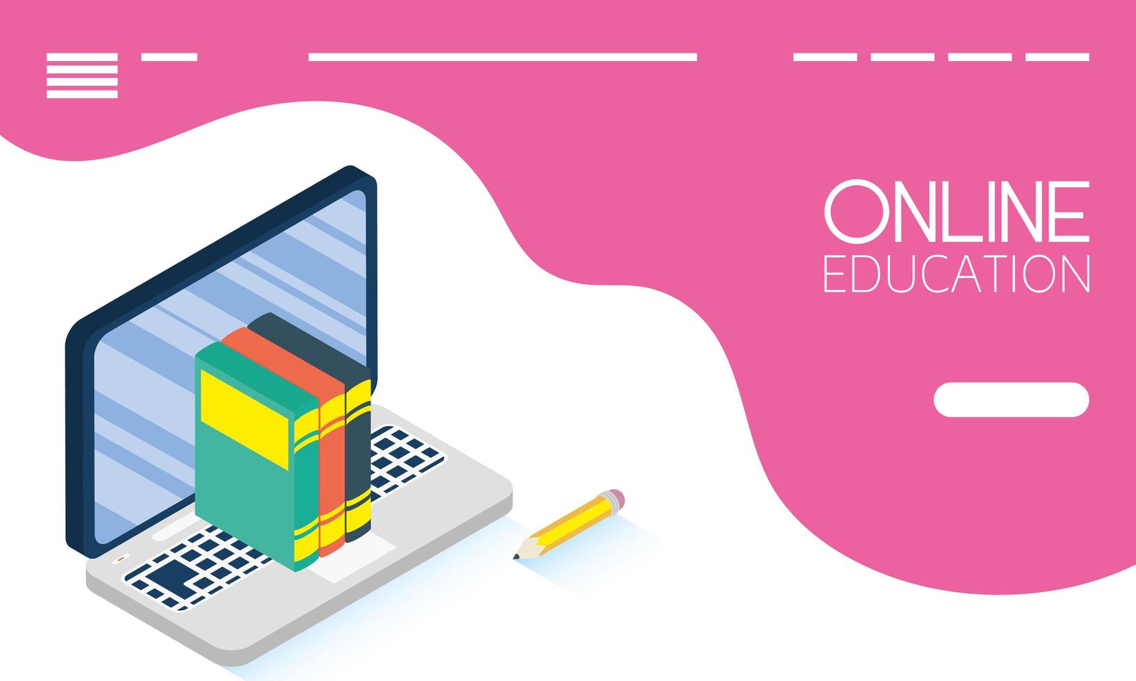 Online education and e-learning banner with laptop vector