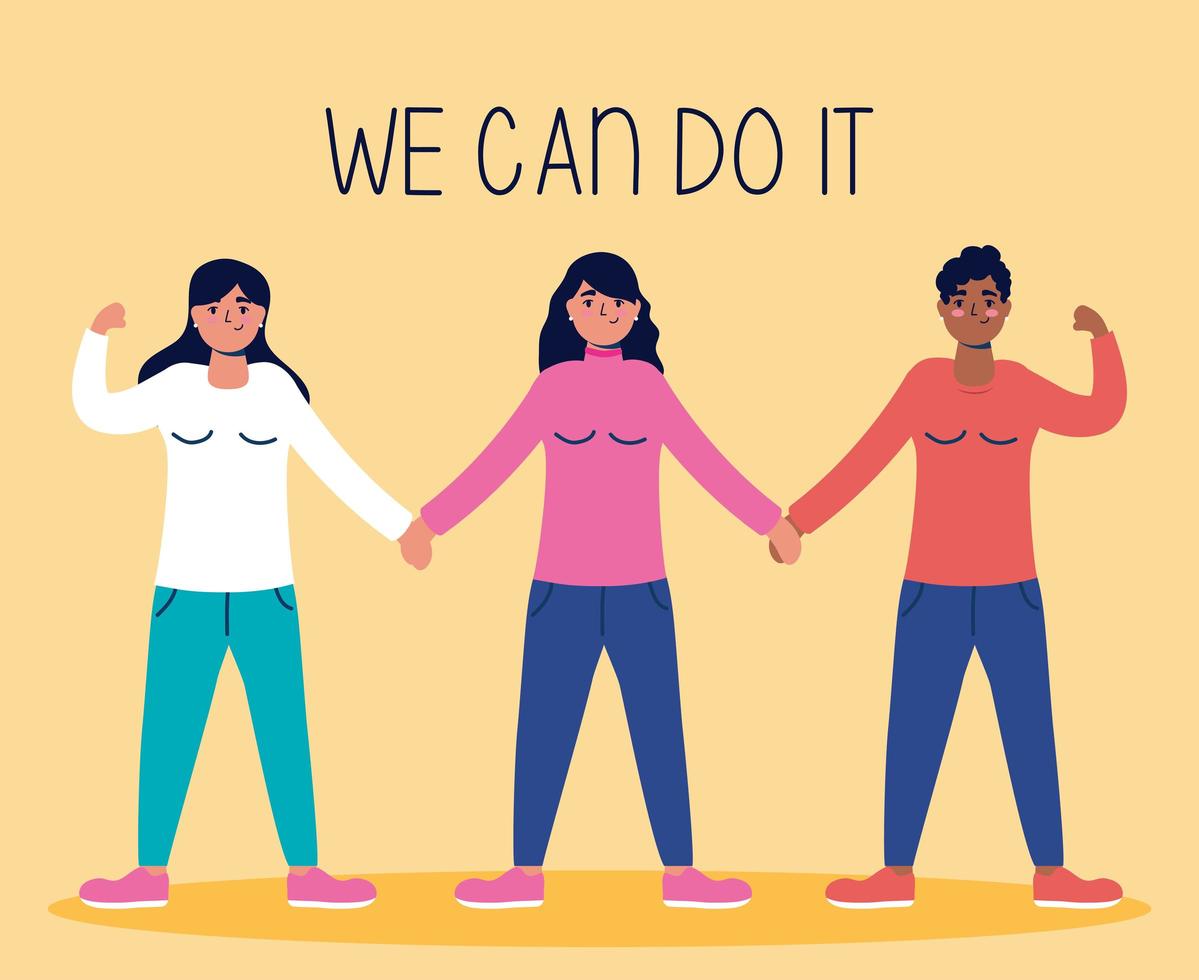 We can do it message with women together vector