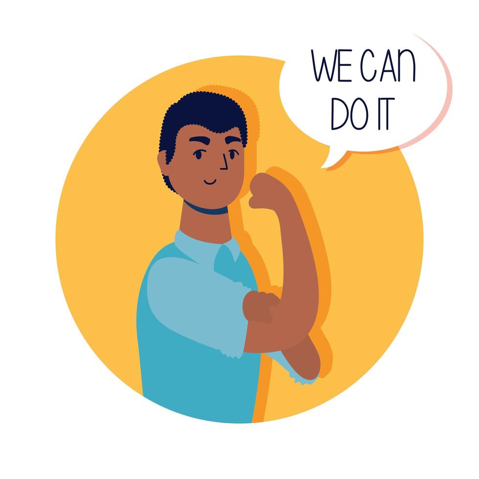 Strong man with we can do it message vector