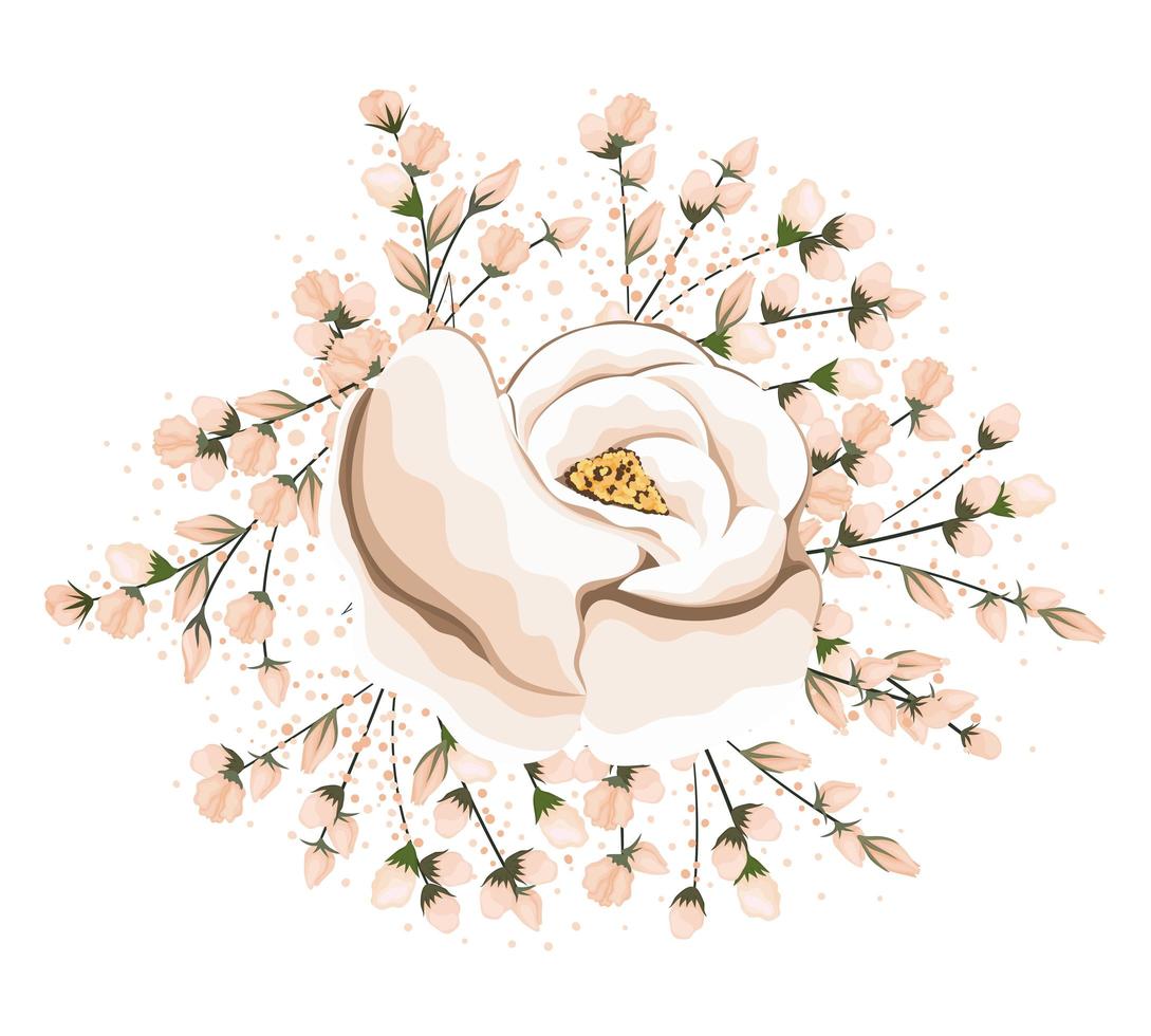 brotes alrededor de diseño de pintura de flores blancas vector