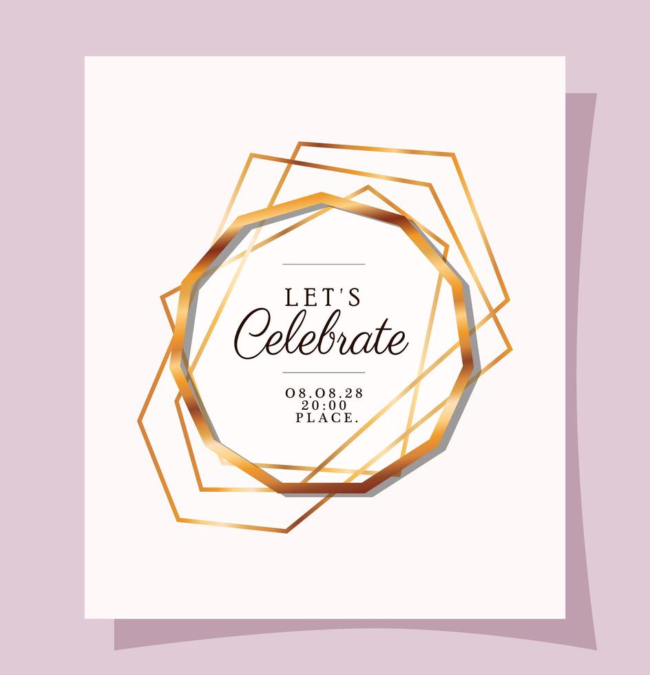 Let's celebrate text in gold circle vector