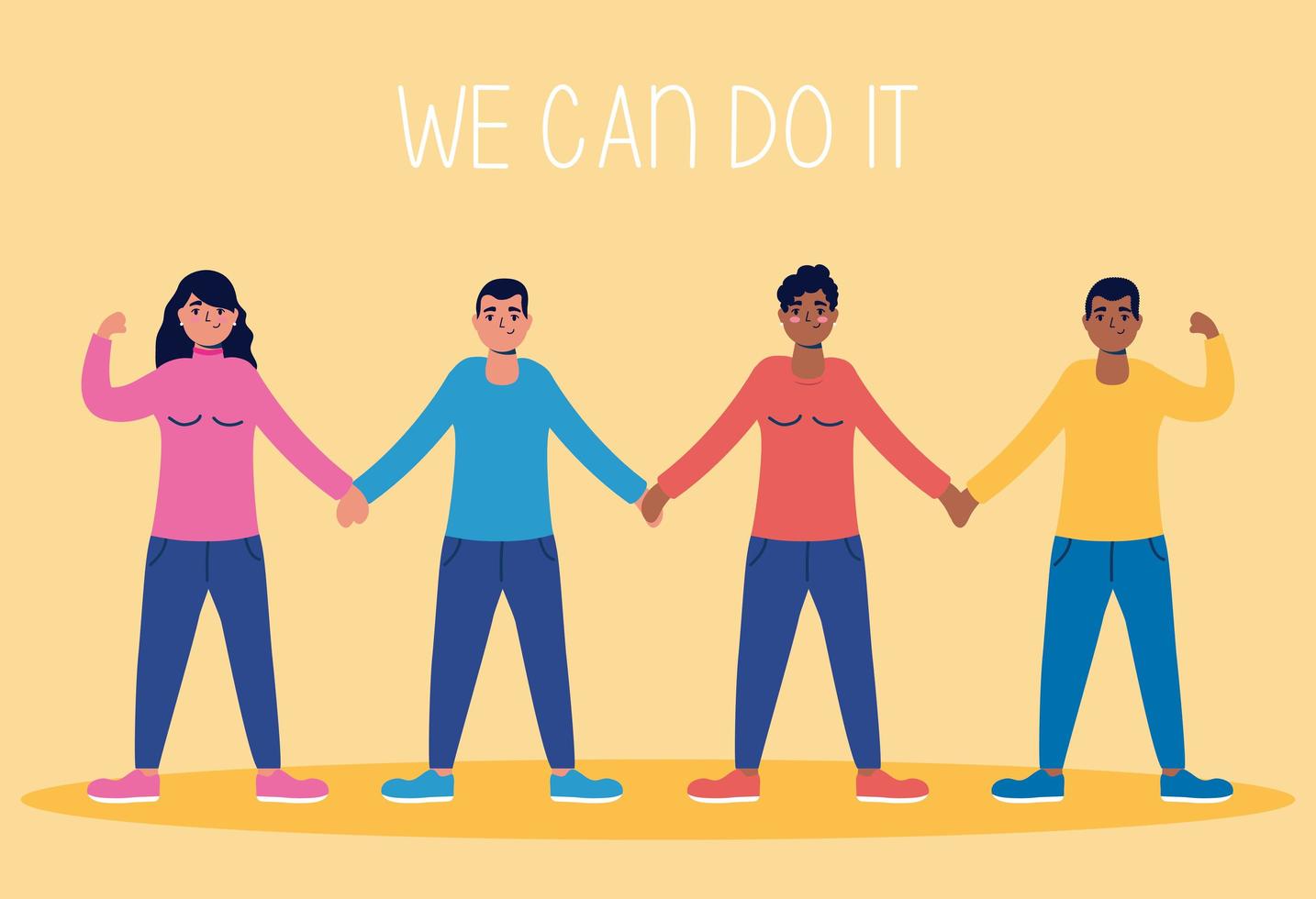 We can do it message with people holding hands vector