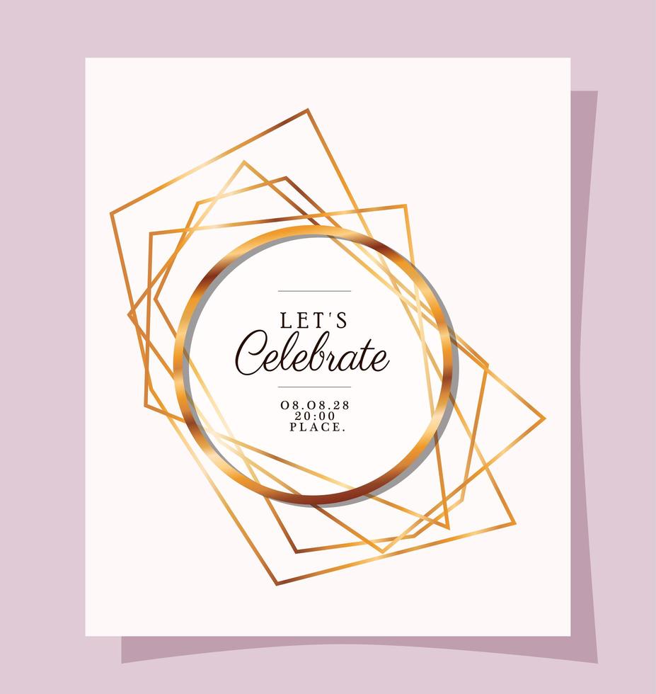 Let's celebrate text in gold circle vector