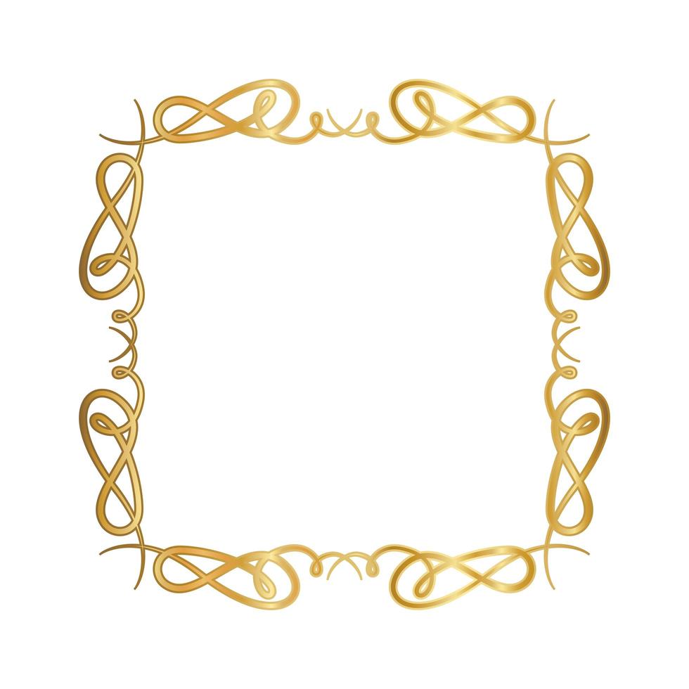 Gold ornament frame with curves design vector