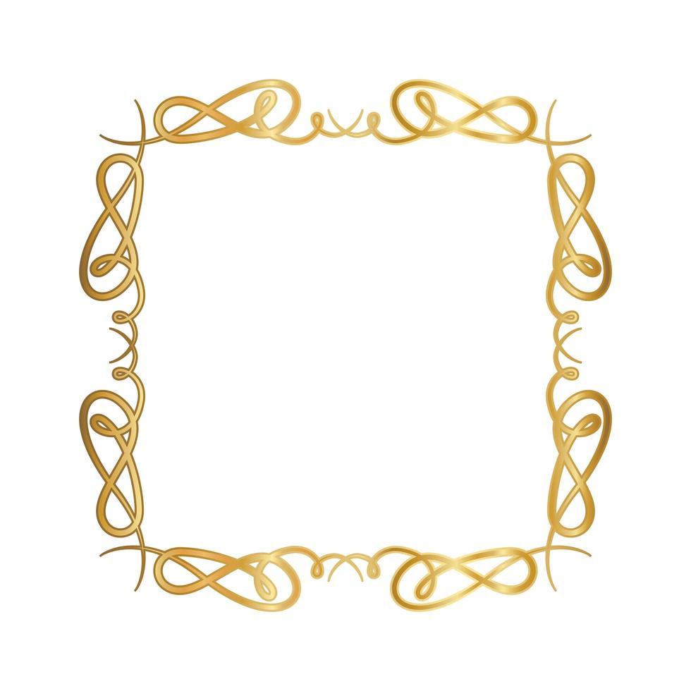 Gold ornament frame with curves design vector