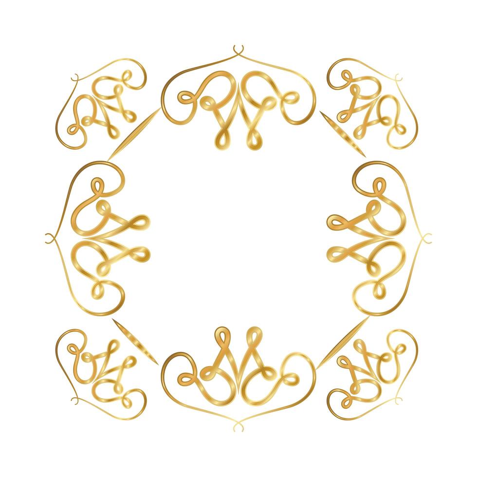 isolated gold ornament frame vector design